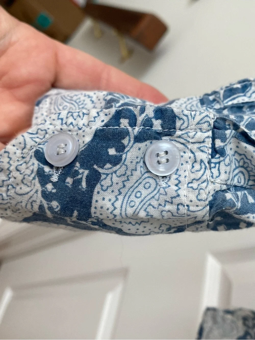 Roberta Roller Rabbit Blue & White Paisley-Print Button Down “Guy Shirt” - L - Picture 4 of 8